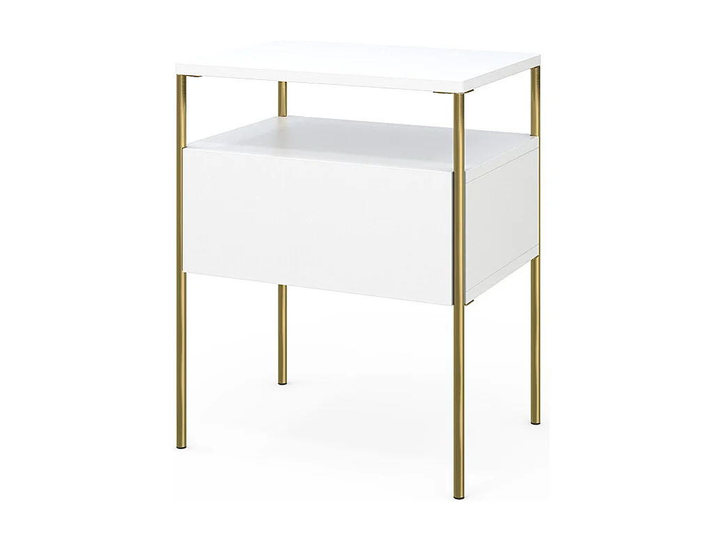 Sengebord hvid/guld 40x30x50 mira