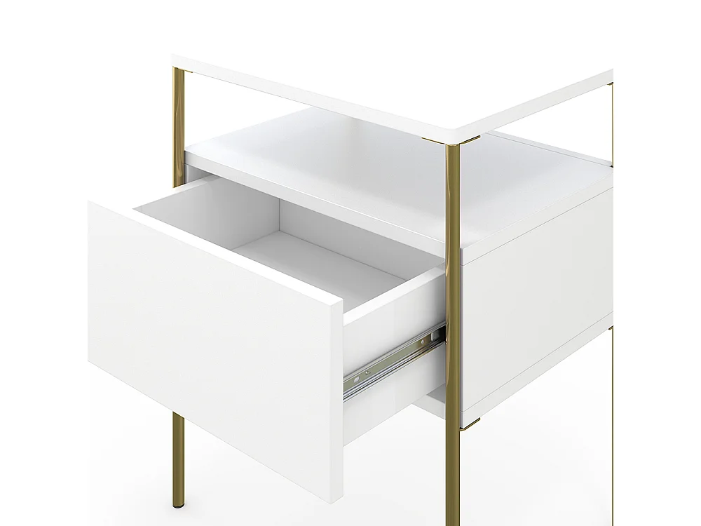 Sengebord hvid/guld 40x30x50 mira