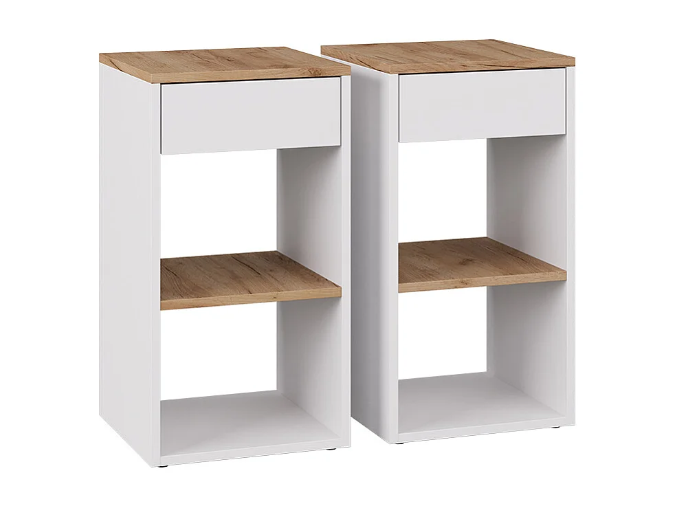 Mesilla de noche roble blanco/dorado 35x35x65 dany