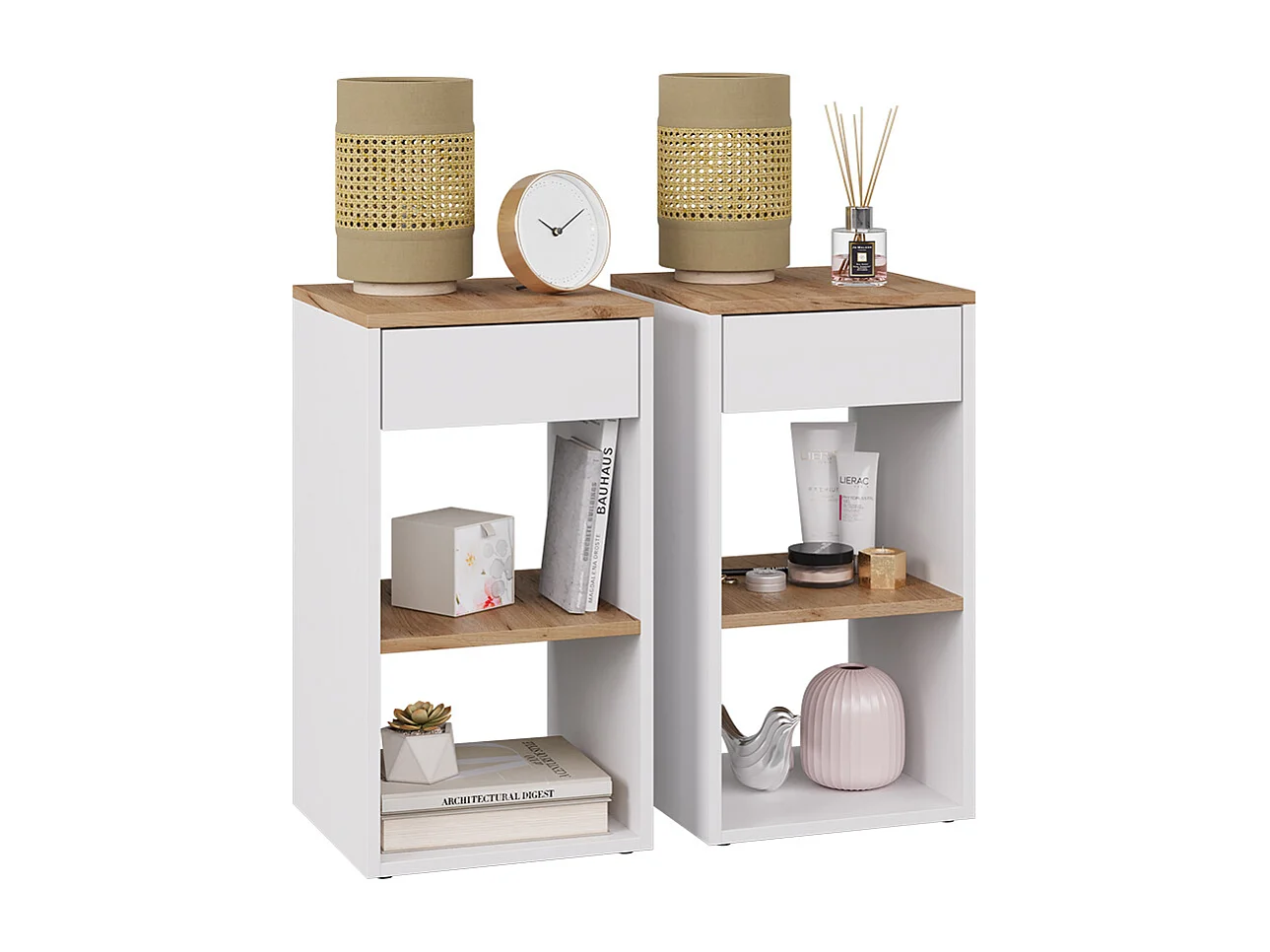 Table de nuit chêne blanc/force de lor 35x35x65 dany