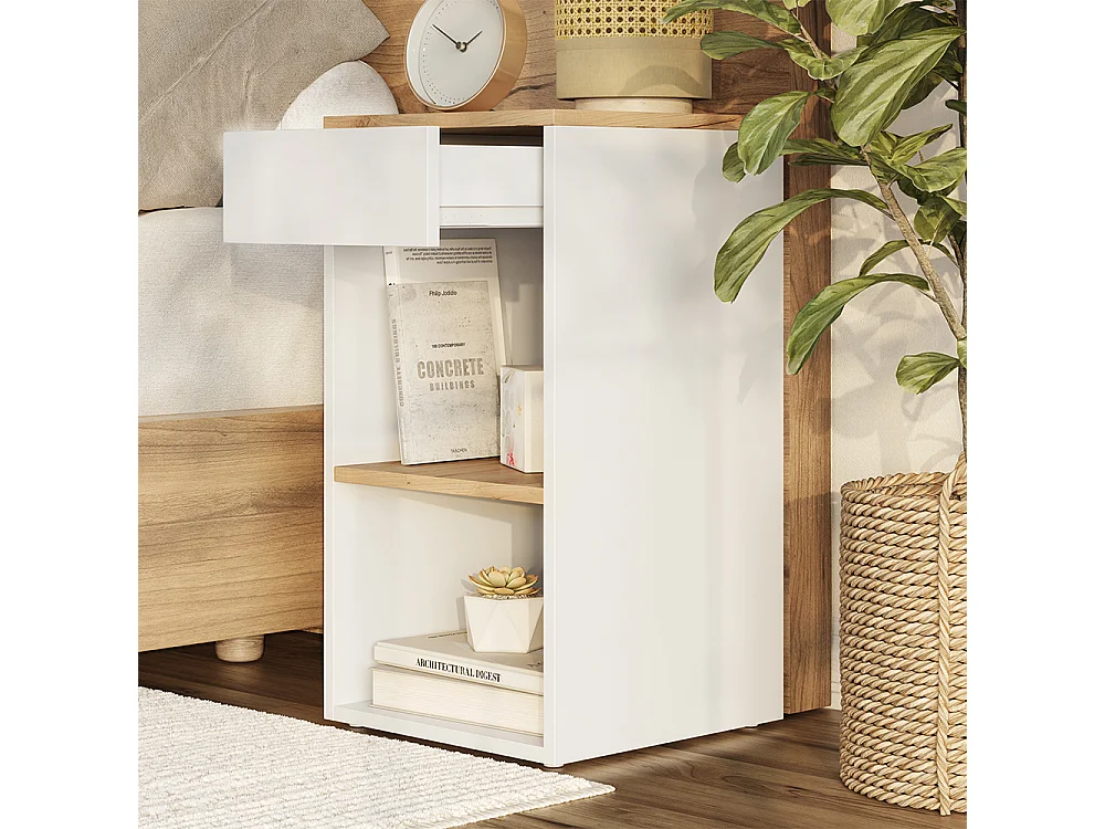 Table de nuit chêne blanc/force de lor 35x35x65 dany