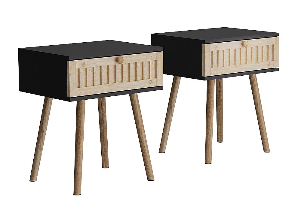 Table de nuit anthracite/pin 40x30x47 holk