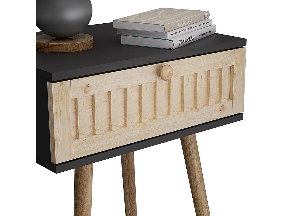 Table de nuit anthracite/pin 40x30x47 holk