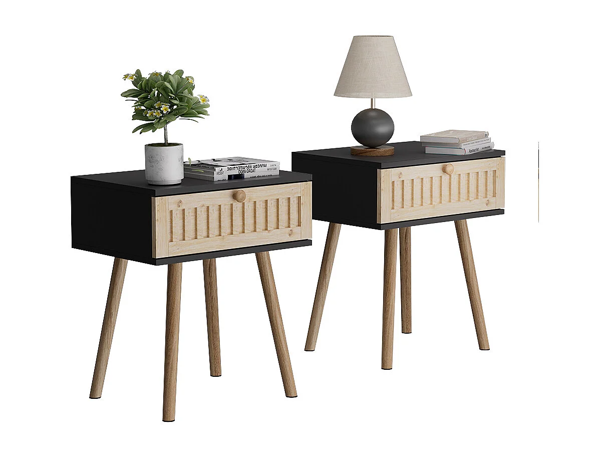 Table de nuit anthracite/pin 40x30x47 holk