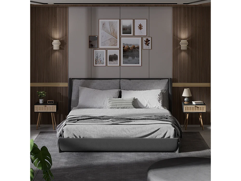 Table de nuit anthracite/pin 40x30x47 holk