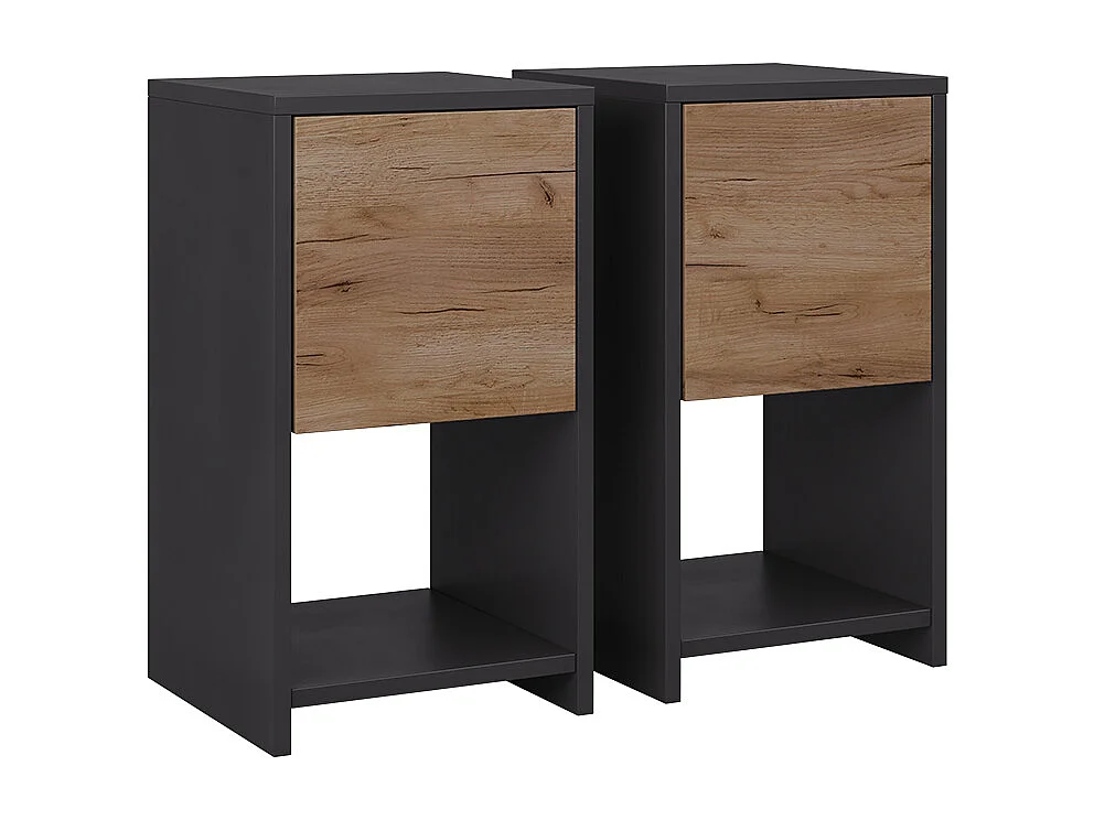 Table de nuit anthracite/chêne doré 30x30x55 evo