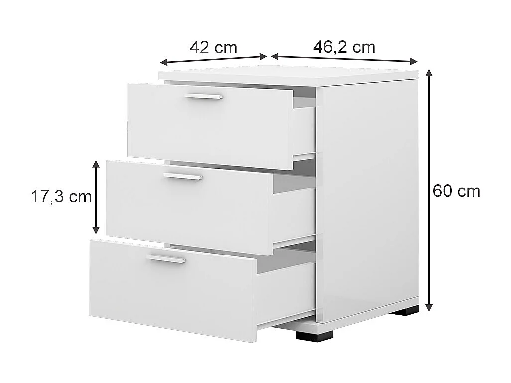 Comodino camera da letto bianco 46.2x42x60 marseille