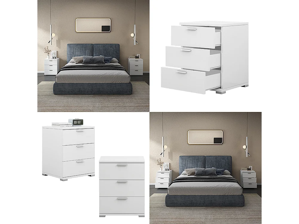 Nachttisch weiß 46.2x42x60 marseille