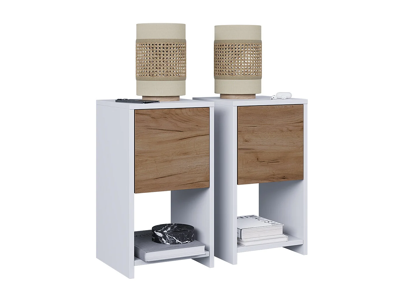 Table de nuit chêne blanc/force de lor 30x30x55 evo