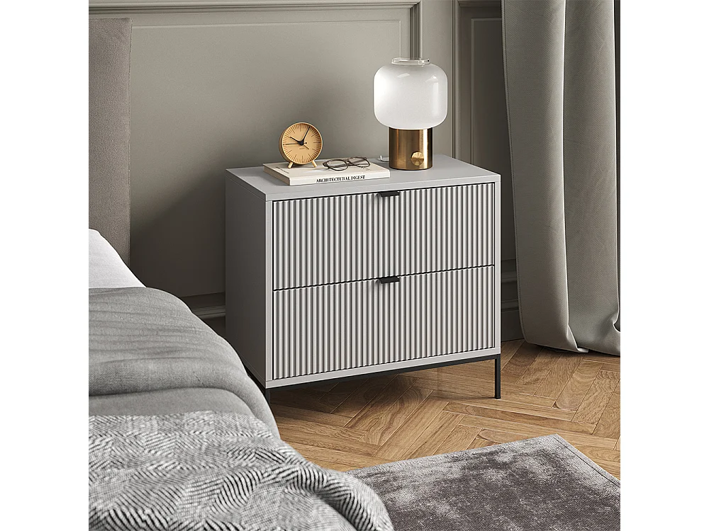 Table de chevet gris 66x36x60 eliza