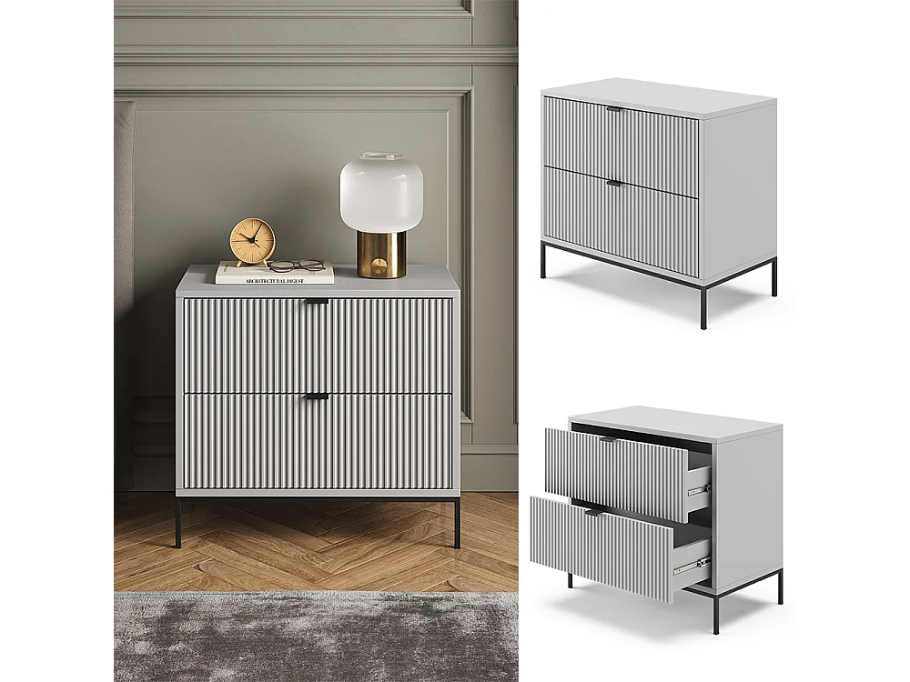 Table de chevet gris 66x36x60 eliza