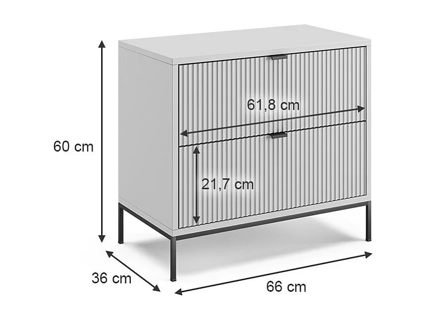Table de chevet gris 66x36x60 eliza