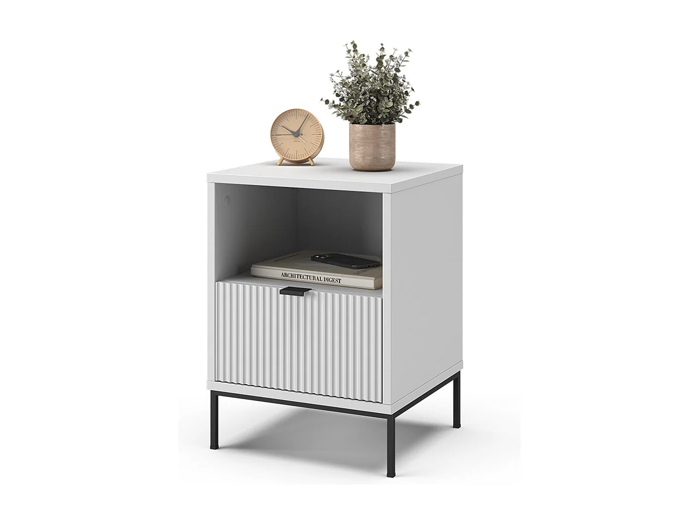 Comodino bianco 40x38.1x55 eliza