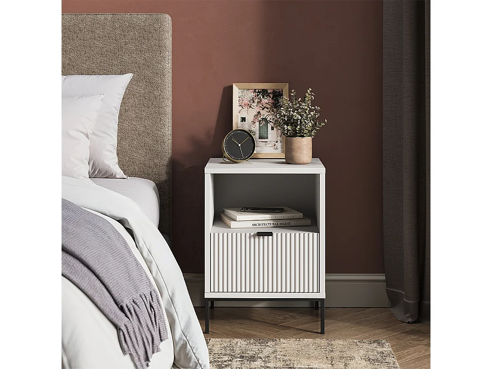 Table de nuit blanc 40x38.1x55 eliza