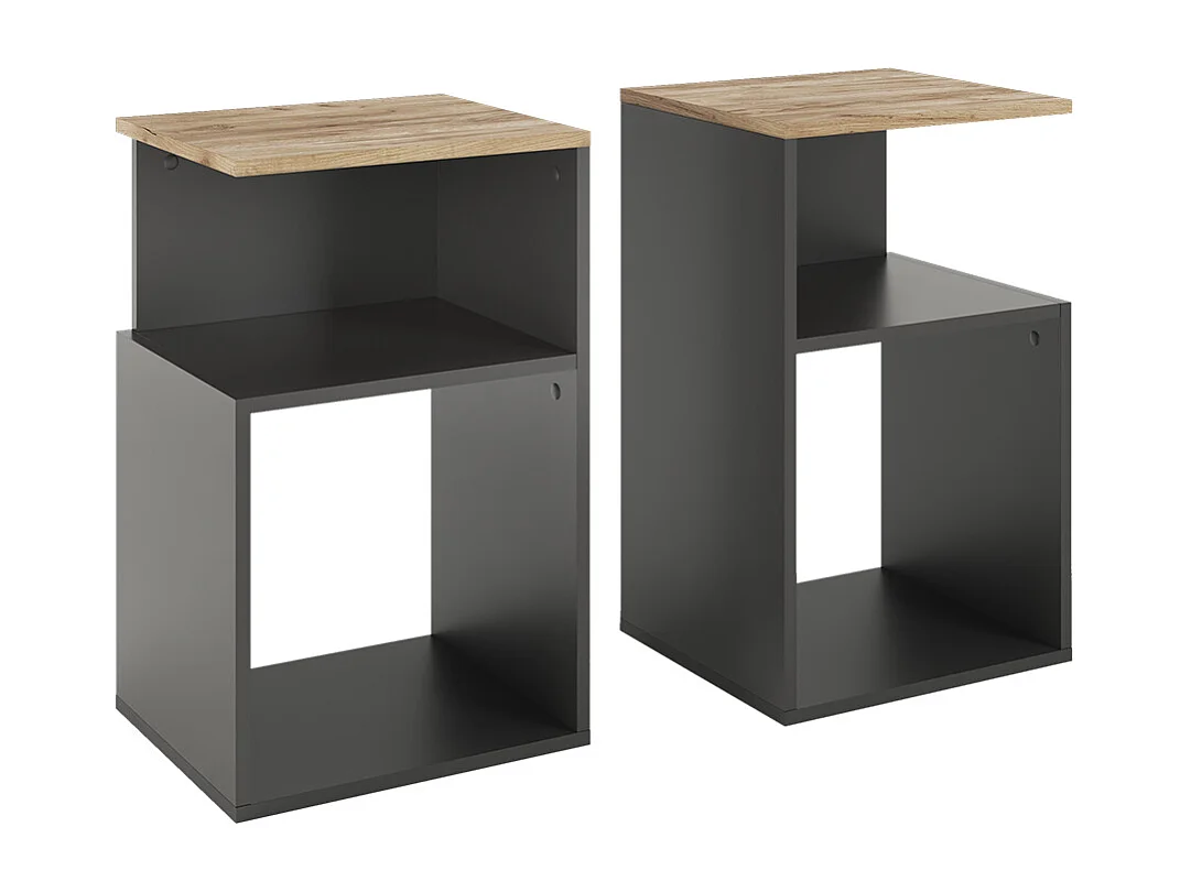 Table de chevet anthracite/chêne doré 40x35x65.3 elios