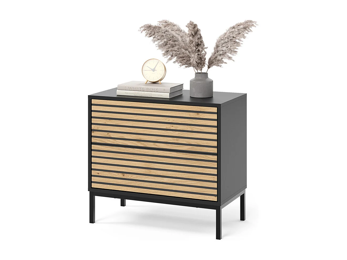 Table de nuit chêne doré/anthracite 66x36x60 eliza