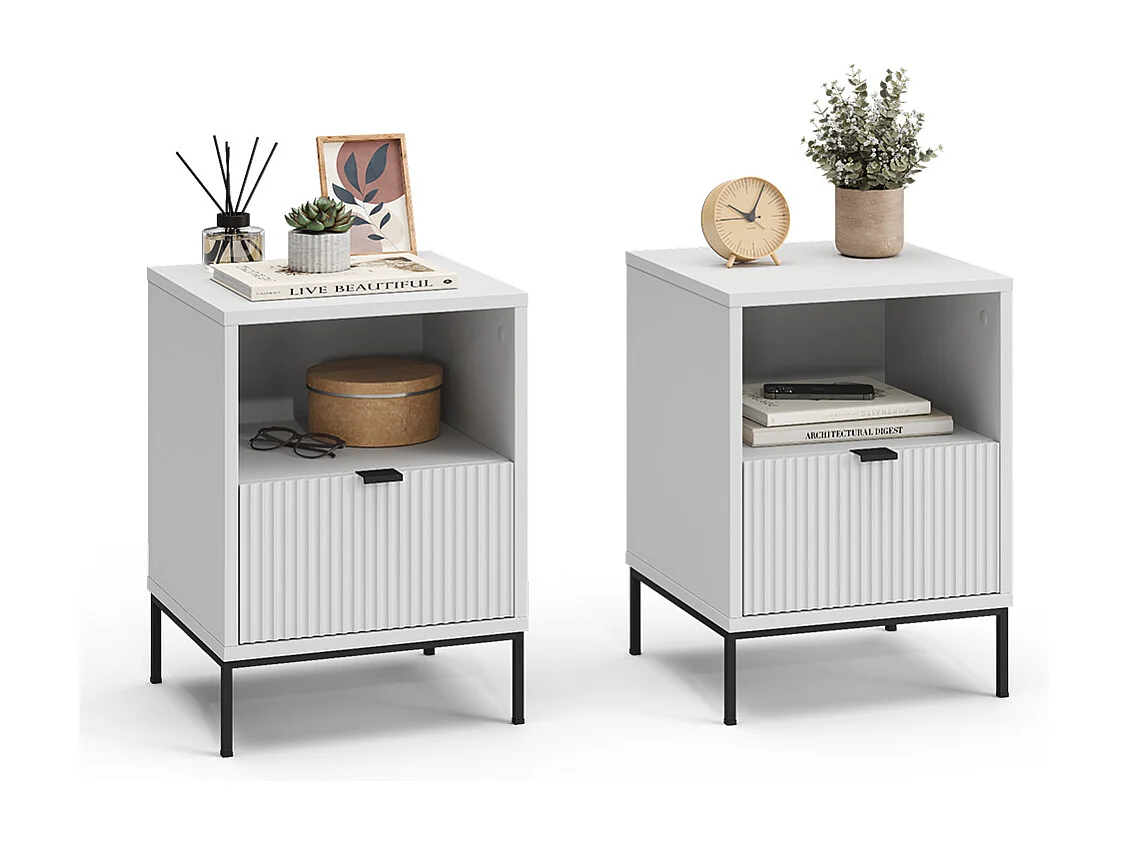 Comodino bianco 40x38.1x55 eliza