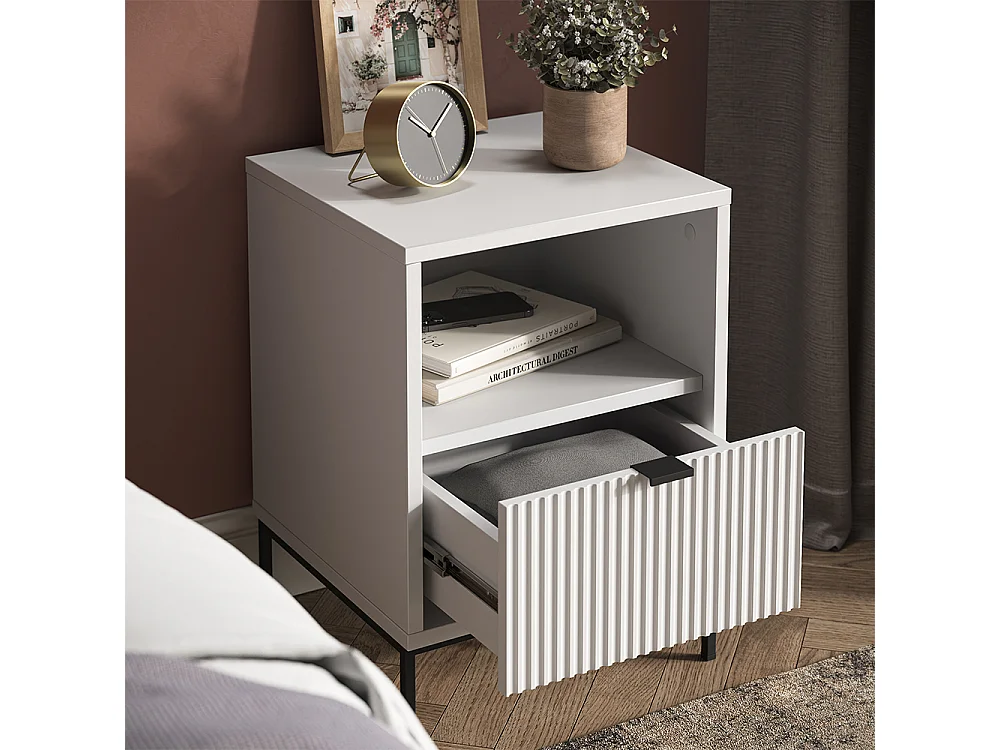 Table de nuit blanc 40x38.1x55 eliza