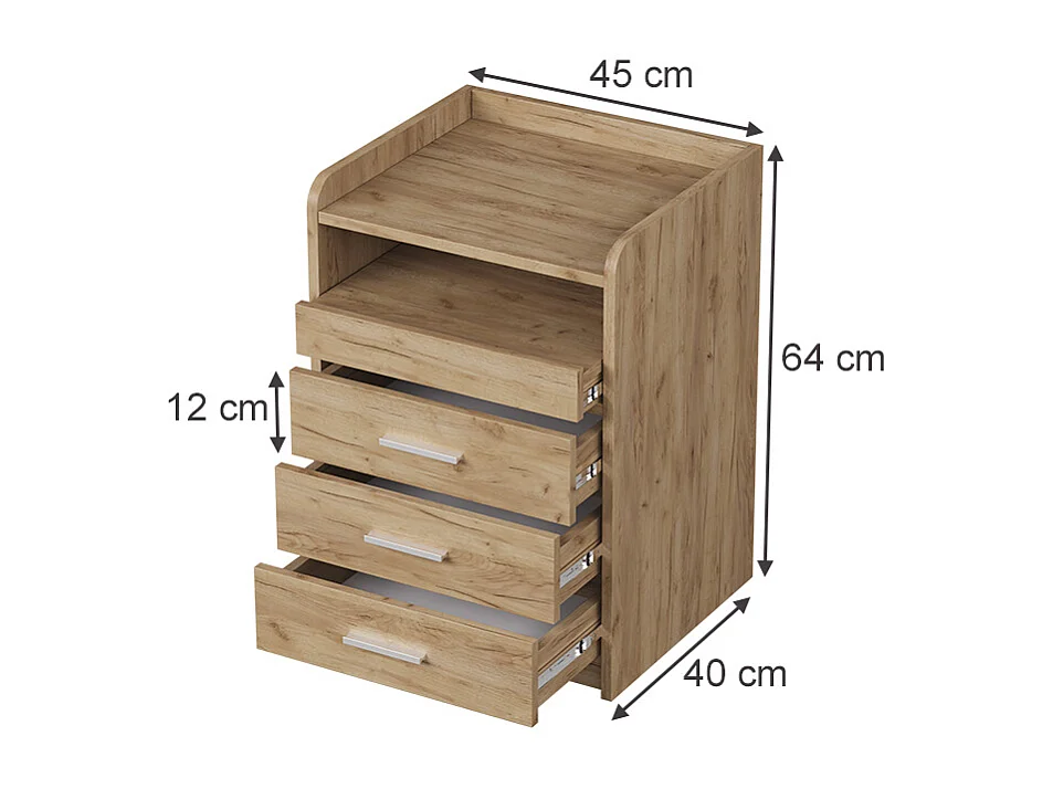 Mesilla de noche roble dorado 45x40x64 edis