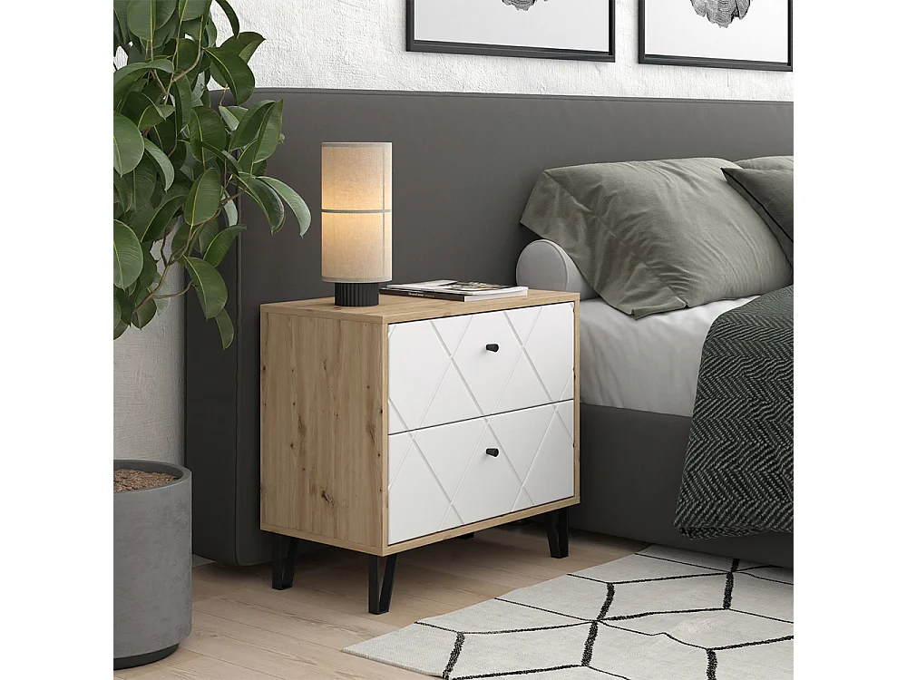 Table de nuit chêne artisan 66x36x60.2 nizza