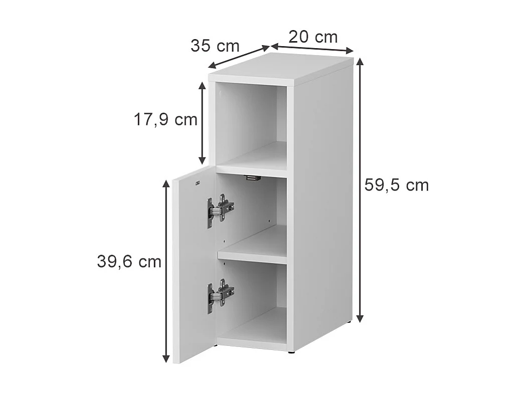 Table de nuit blanc 20x35x59.5 enton