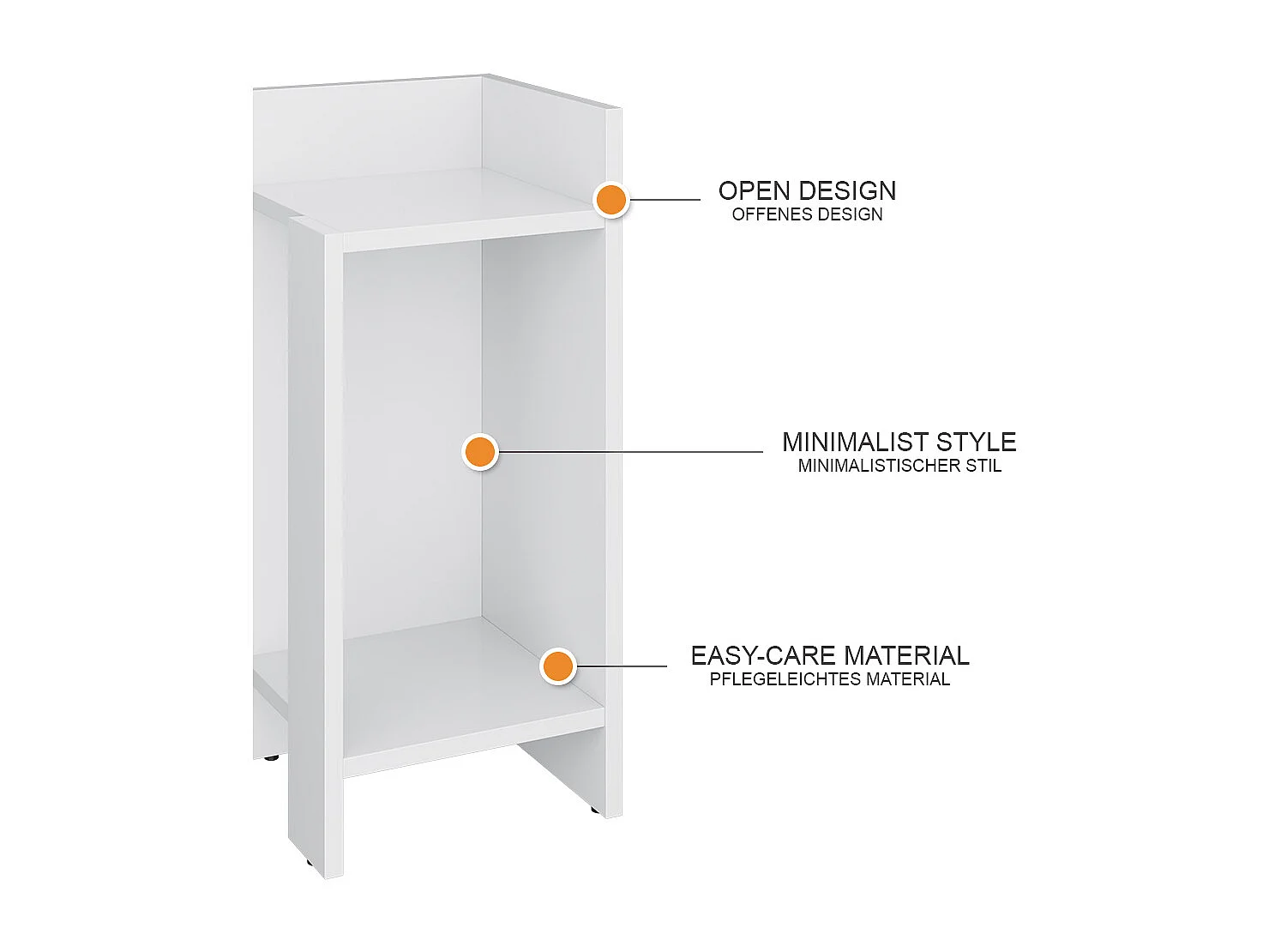 Table de nuit blanc 27x25x60 lenar