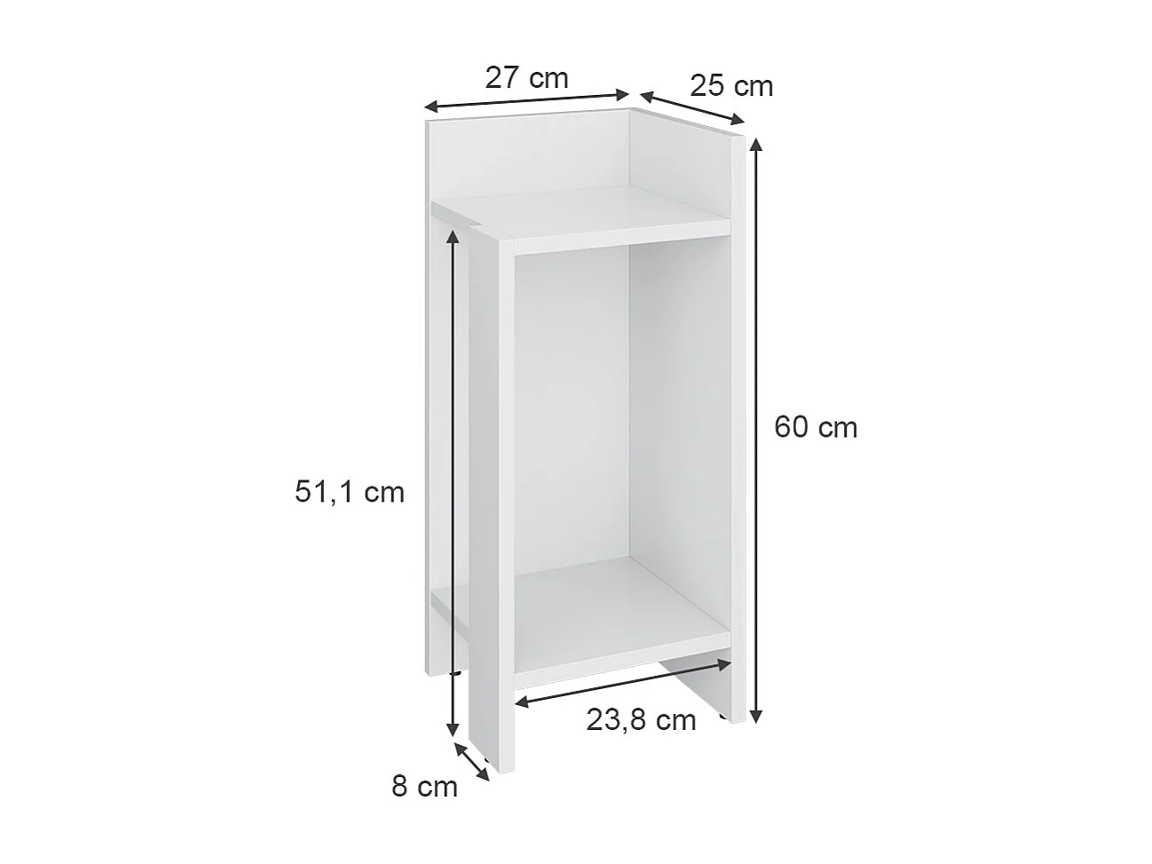 Bedside table white 27x25x60 lenar