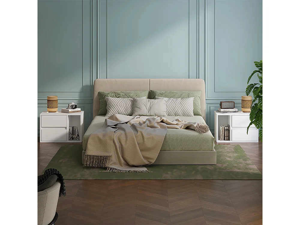 Table de nuit blanc 50x34x34 vimogo