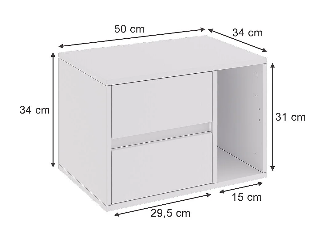 Table de nuit blanc 50x34x34 vimogo