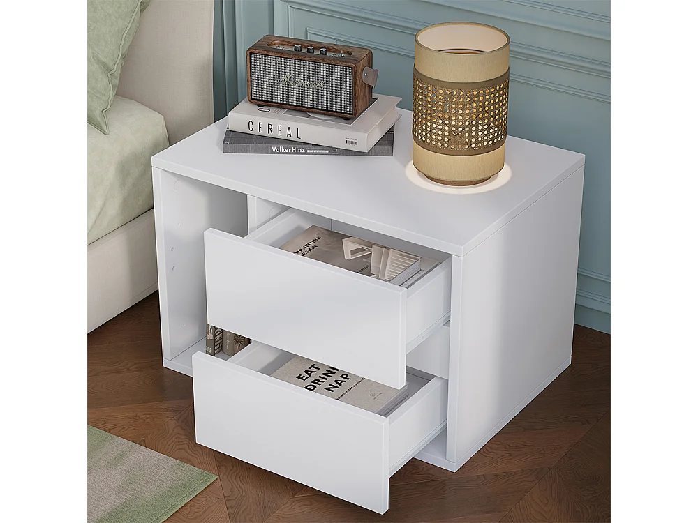 Table de nuit blanc 50x34x34 vimogo