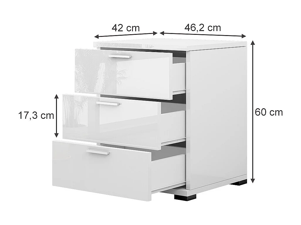 Nachttisch weiß hochglanz 46.2x42x60 marseille