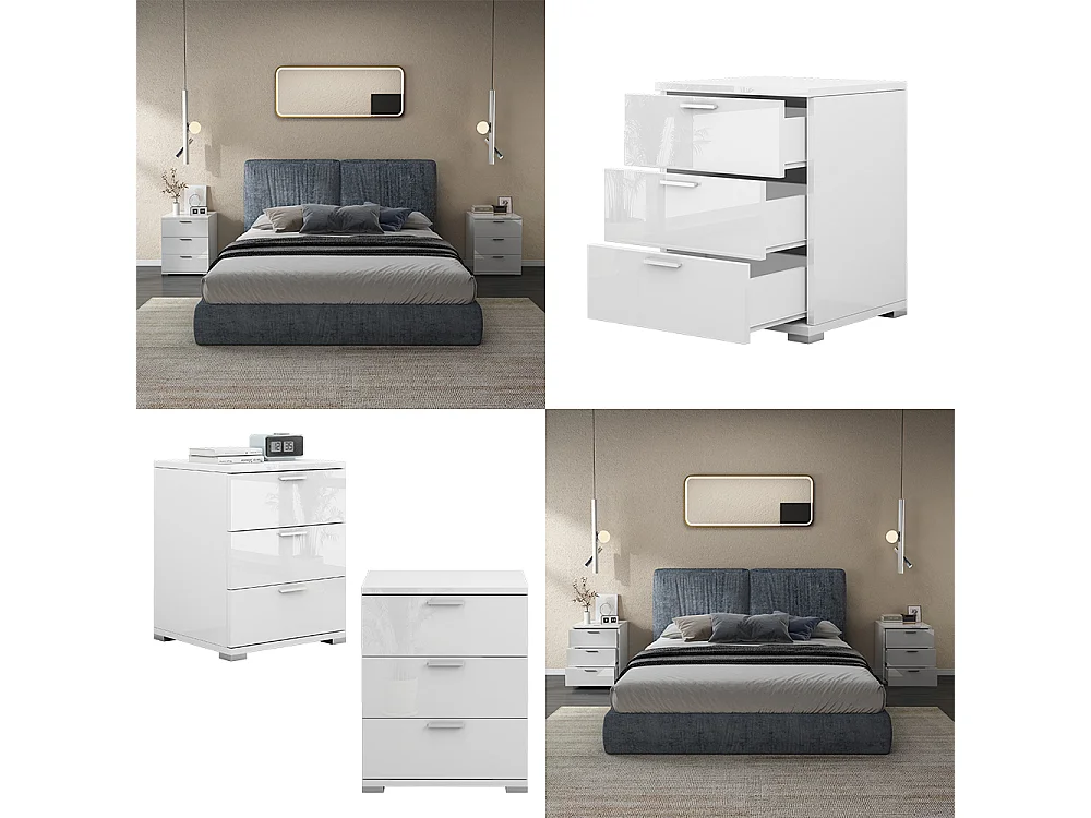 Nachttisch weiß hochglanz 46.2x42x60 marseille