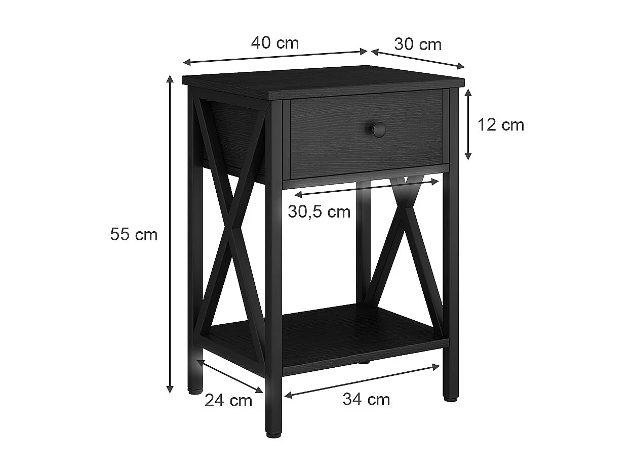 Nachttisch schwarz 40x30x55 keno
