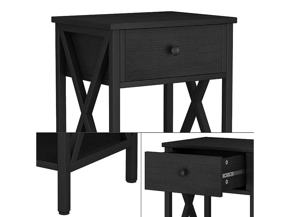 Nachttisch schwarz 40x30x55 keno