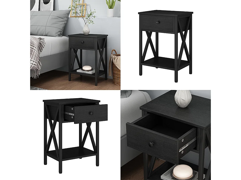 Nachttisch schwarz 40x30x55 keno