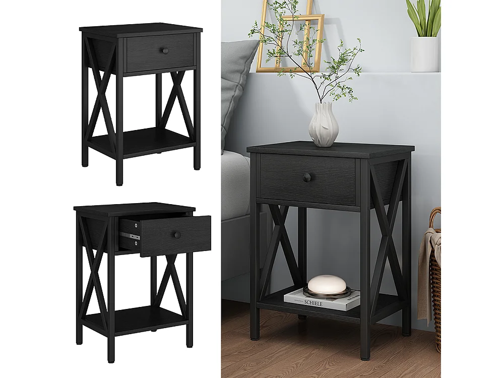 Table de chevet noir 40x30x55 keno