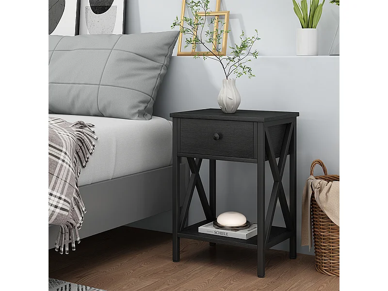 Nachttisch schwarz 40x30x55 keno