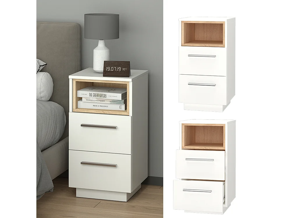 Table de chevet blanc 36x36x68 beatrice