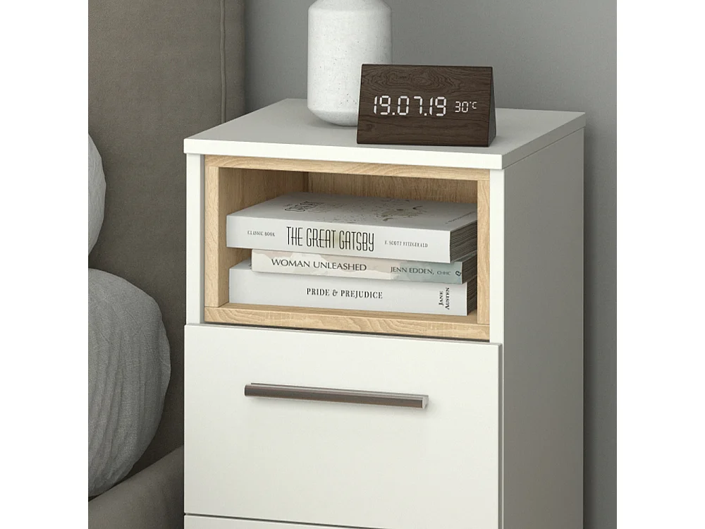 Table de chevet blanc 36x36x68 beatrice