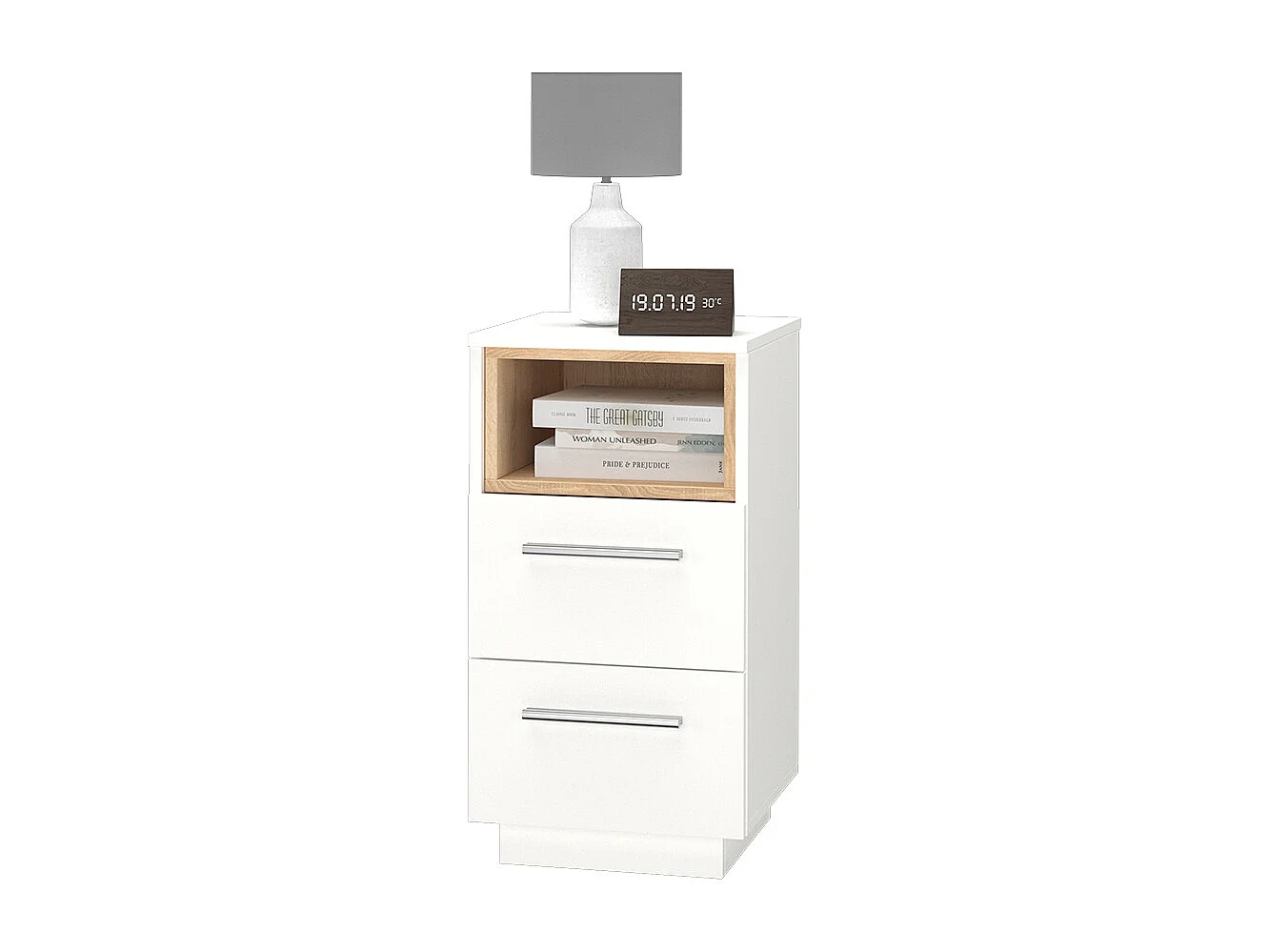 Table de chevet blanc 36x36x68 beatrice