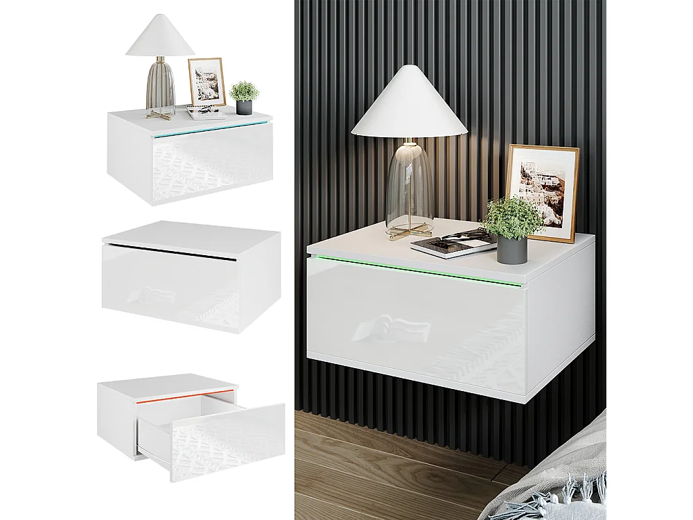 Table de chevet blanc 49x38x23 samira