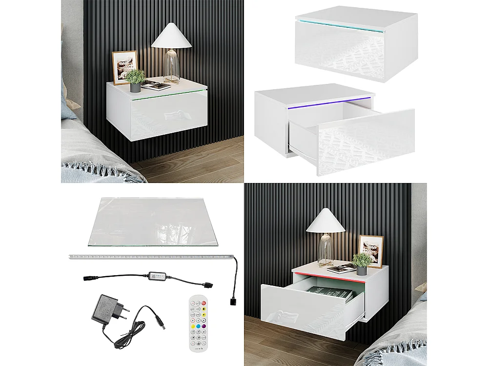 Sengebord hvid 49x38x23 samira