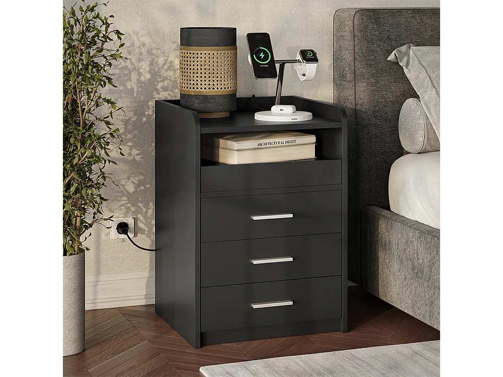 Table de nuit anthracite 45x40x64 edis