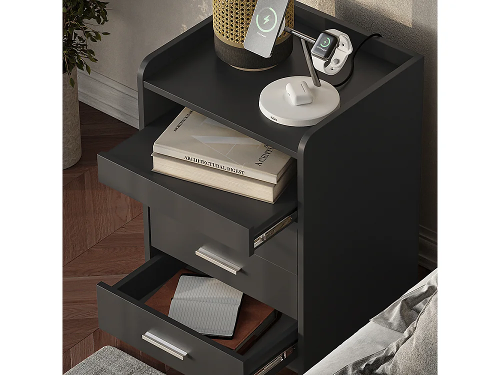 Table de nuit anthracite 45x40x64 edis