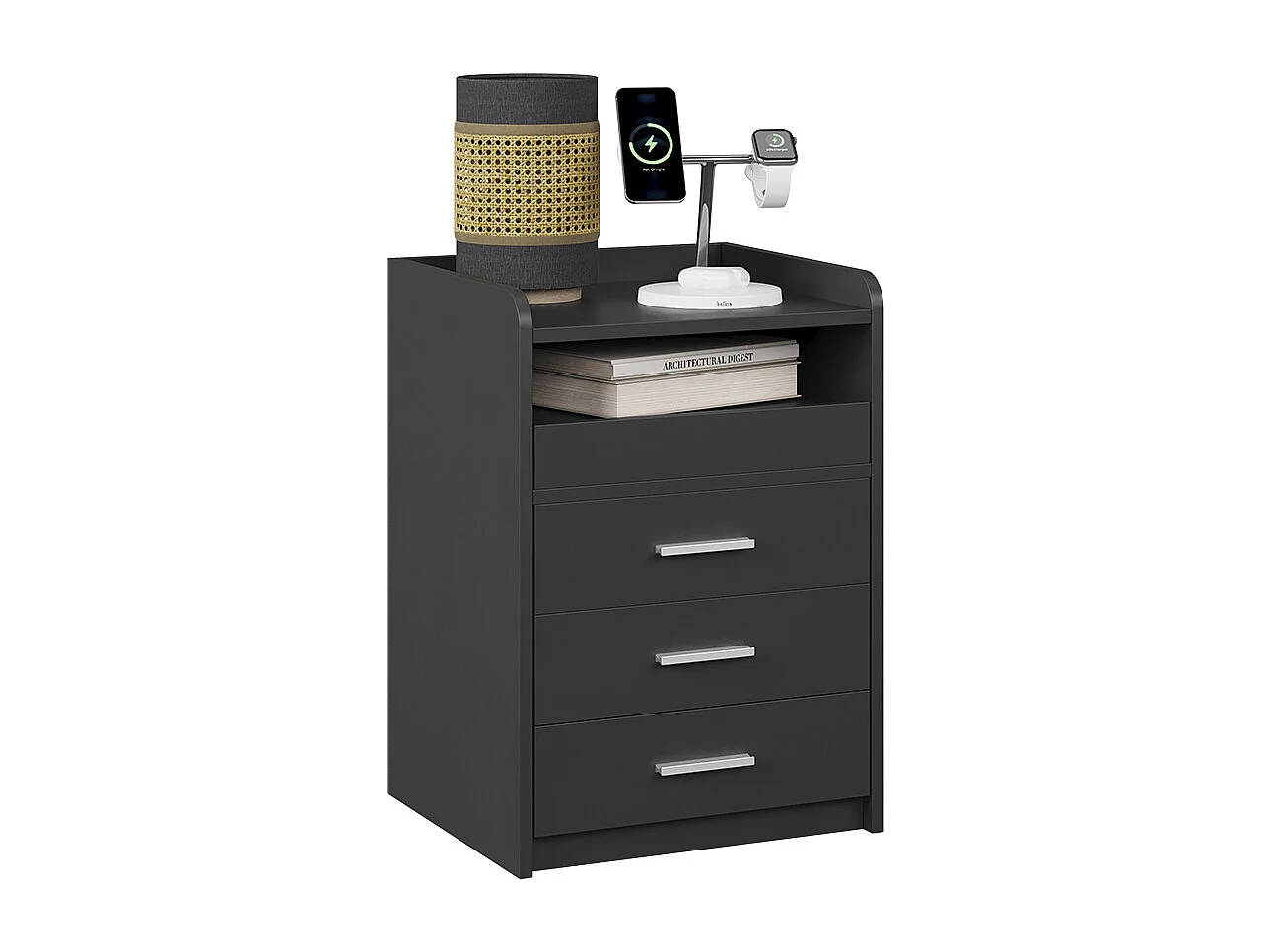 Table de nuit anthracite 45x40x64 edis