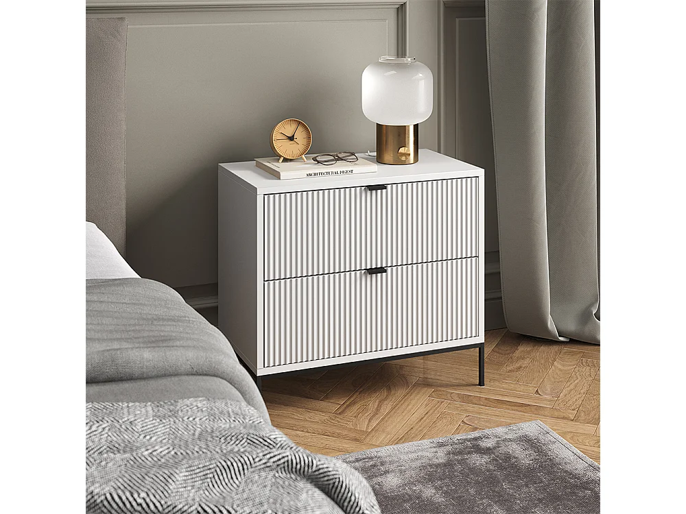 Table de chevet blanc 66x36x60 eliza