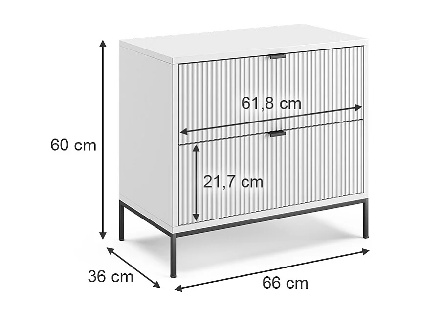 Table de chevet blanc 66x36x60 eliza