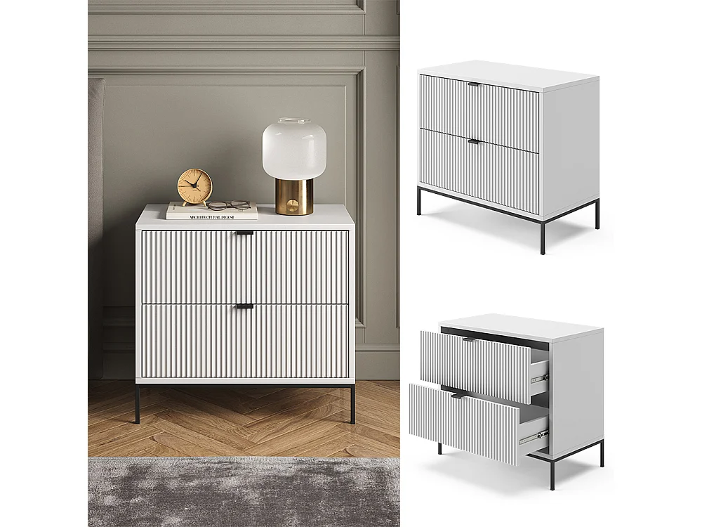 Table de chevet blanc 66x36x60 eliza