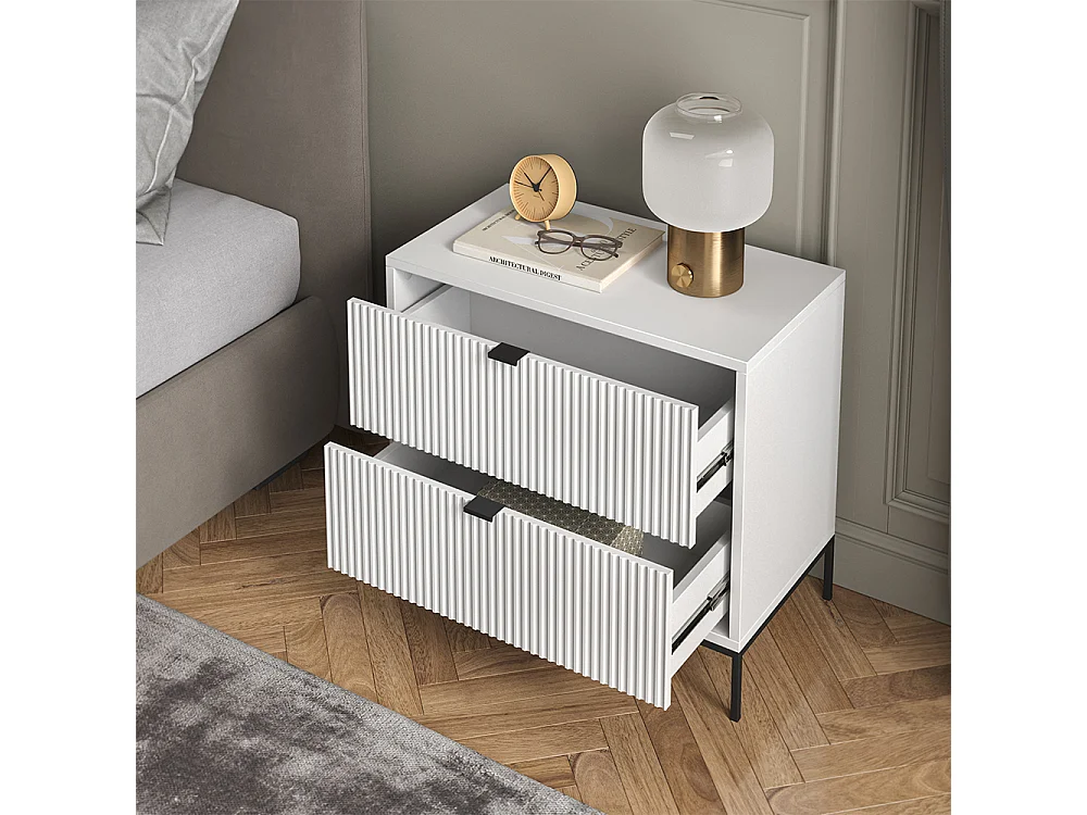 Table de chevet blanc 66x36x60 eliza