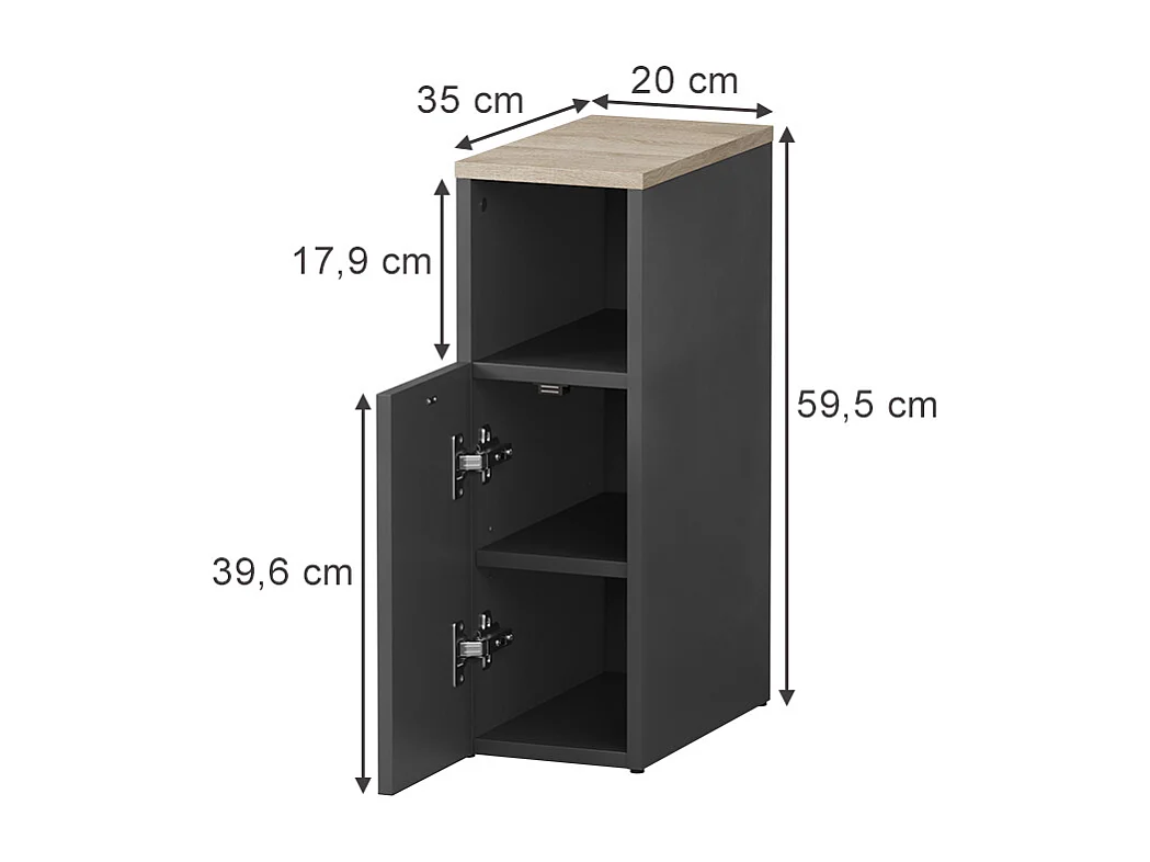 Table de nuit anthracite/sonoma 20x35x59.5 enton